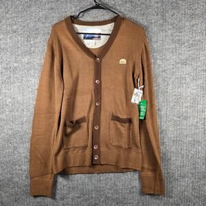 Toddland‎ Brown Cardigan Sweater Burger Patch Womens Small NWT